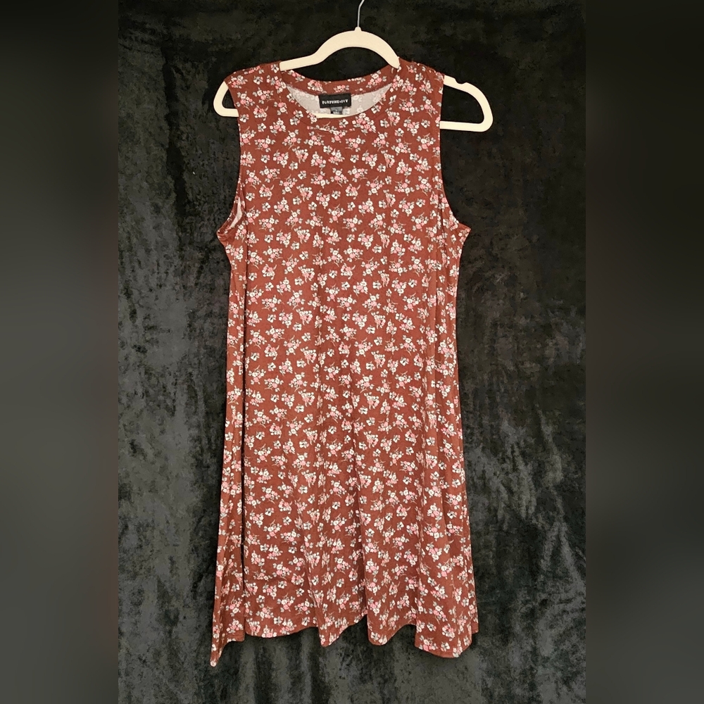 Rust Floral Sleeveless Dress